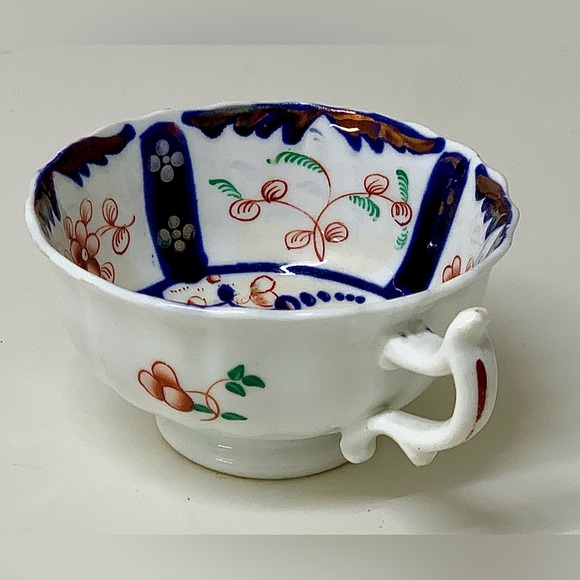 19th Century Antique Gaudy Welsh Village Pattern Hand Painted Luster Teacup Rare - Picture 2 of 16